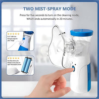 Mesh Portable Nebulizer Machine – Mini Inhaler with Adult & Kids Mask