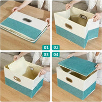 Space Saving Multi-Use Fabric Storage Basket with Lid