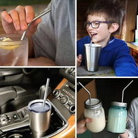 4Pcs Stainless Steel Replacement Straws Compatible with Owala Water Bottle 24oz 32oz Reusable Straws with 1 Cleaning Brush