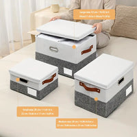 Space Saving Multi-Use Fabric Storage Basket with Lid