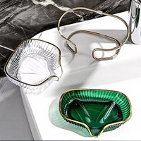 Acrylic Soap Holder with Elegant Golden Metal Base
