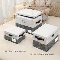 Space Saving Multi-Use Fabric Storage Basket with Lid