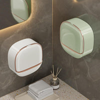 Wall Mounted Soap Box With Flip Cover, Soap Holder With Drainage Tray