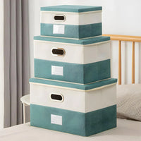 Space Saving Multi-Use Fabric Storage Basket with Lid