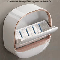 Wall Mounted Soap Box With Flip Cover, Soap Holder With Drainage Tray