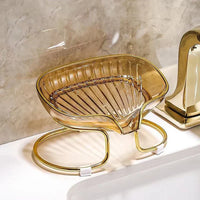 Acrylic Soap Holder with Elegant Golden Metal Base