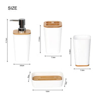 6 Pcs Bamboo Bathroom Accessories Set – Modern White Bath Organizer Kit with Natural Wood Finish