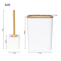 6 Pcs Bamboo Bathroom Accessories Set – Modern White Bath Organizer Kit with Natural Wood Finish