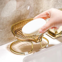 Acrylic Soap Holder with Elegant Golden Metal Base